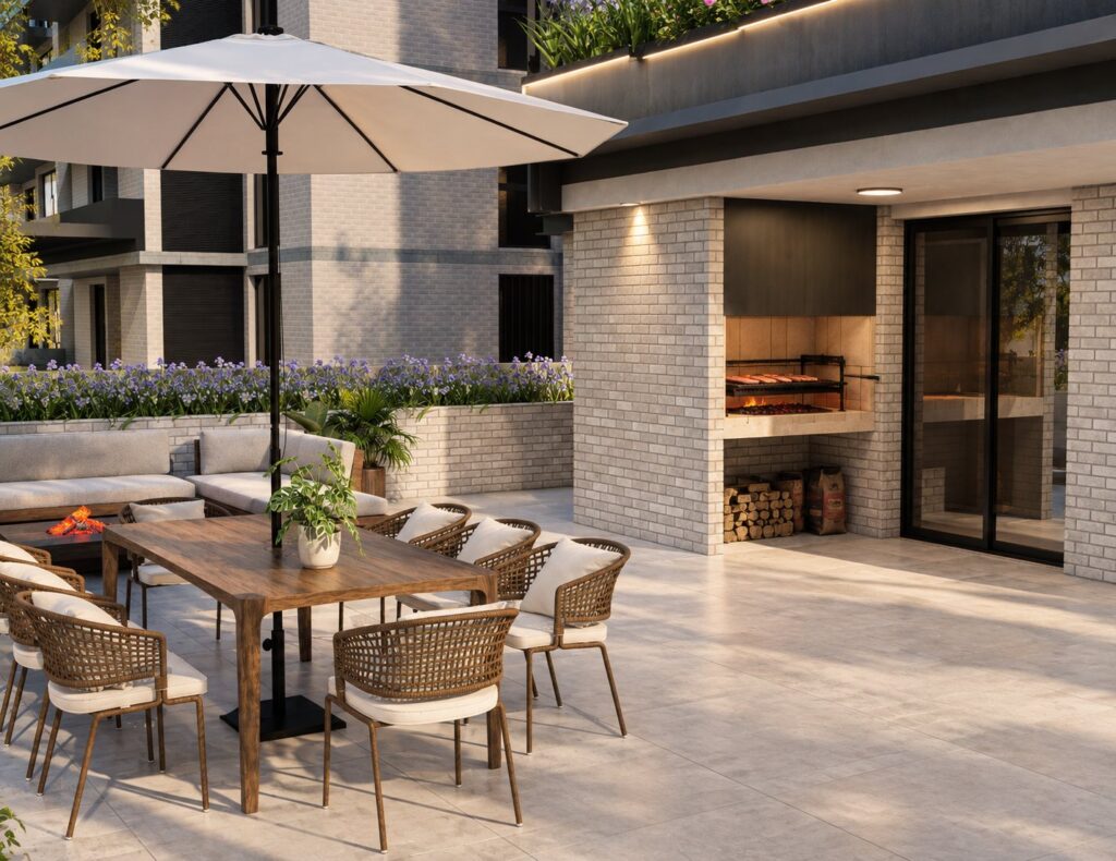 Terraza con parrilla