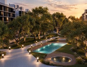 La piscina al atardecer