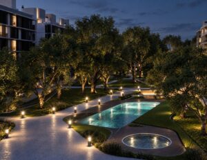 La piscina de noche